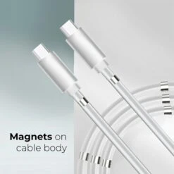Câble Type C - Type C - Fast Charge -Power Delivery Enroulement Magnetique 3A C676 Blanc 1m -All For Phone Magasin cable type c enroulement magnetique blanc frac4742 2