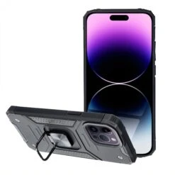 Coque Antichocs IPHONE 14 PRO MAX Hybrid Avec Anneau Aimanté NITRO Noir -All For Phone Magasin coque antichocs iphone 14 pro max noir frac4634 5