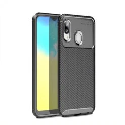Coque Silicone Galaxy A20e Syle Fibre De Carbone - Noir