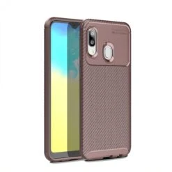 Coque Silicone Galaxy A20e Syle Fibre De Carbone - Marron