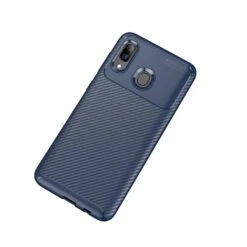 Coque Silicone Galaxy A40 - Style Fibre De Carbone Bleu Foncé -All For Phone Magasin coque galaxy a40 frac4110 1