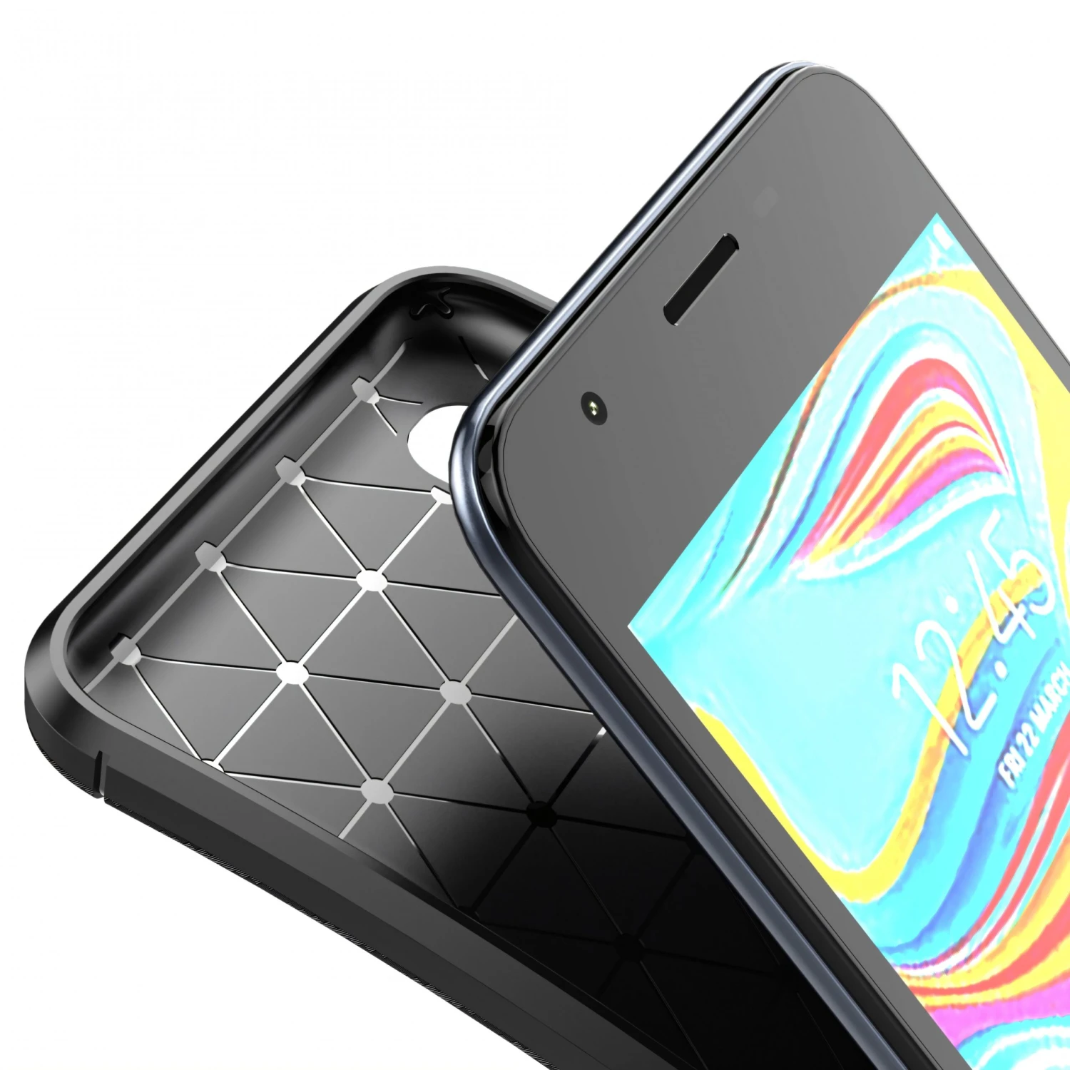 Coque Silicone Galaxy A40 - Style Fibre De Carbone Noir 10 Coque Silicone Galaxy A40 - Style Fibre De Carbone Noir – Image 8