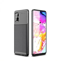 Coque Silicone Galaxy A51 Syle Fibre De Carbone - Noir