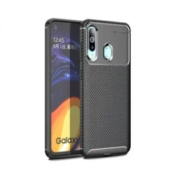 Coque Silicone Galaxy A60 Syle Fibre De Carbone - Noir