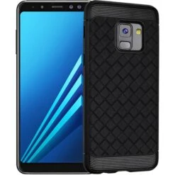Coque Silicone Galaxy A8 Plus 2018 Tissé Baseus Noir