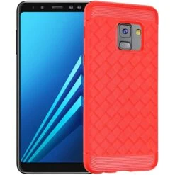 Coque Silicone Galaxy A8 Plus 2018 Tissé Baseus Rouge