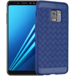 Coque Silicone Galaxy A8 Plus 2018 Tissé Baseus Bleu Foncé