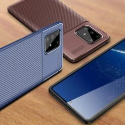Coque Silicone Galaxy S10 Lite Et Galaxy A91 Style Fibre De Carbone - Bleu -All For Phone Magasin coque galaxy a91 frac3640 3