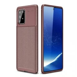 Coque Silicone Galaxy S10 Lite Et A91 Style Fibre De Carbone Marron