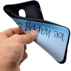 Coque Silicone Galaxy J3 2017 / J3 Pro Be Happy Bleu -All For Phone Magasin coque galaxy j3 2017 frac2151 4