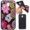 Coque Silicone Galaxy J3 2017 / J3 Pro Fleurs Colorés Noir -All For Phone Magasin coque galaxy j3 2017 frac2152