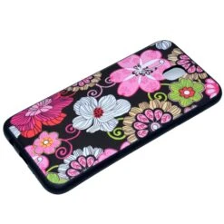 Coque Silicone Galaxy J3 2017 / J3 Pro Fleurs Colorés Noir -All For Phone Magasin coque galaxy j3 2017 frac2152 2