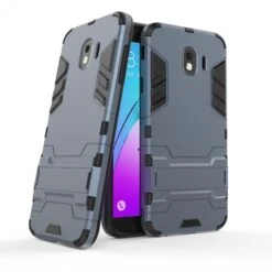 Coque Antichoc Galaxy J4 2018 Avec Petit Support Cool Guard Bleu Foncé
