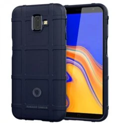 Coque Silicone Antichoc Galaxy J6 Plus Square Grid Bleu Foncé