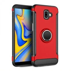Coque Antichoc Galaxy J6 Plus Avec Anneau Rotatif Rouge