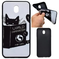 Coque Silicone Galaxy J7 2017 / J7 Pro Cat Reading Noir