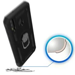 Coque Antichoc Galaxy M20 XSSIVE Avec Anneau Metallique Noir -All For Phone Magasin coque galaxy m20 frac3185 3