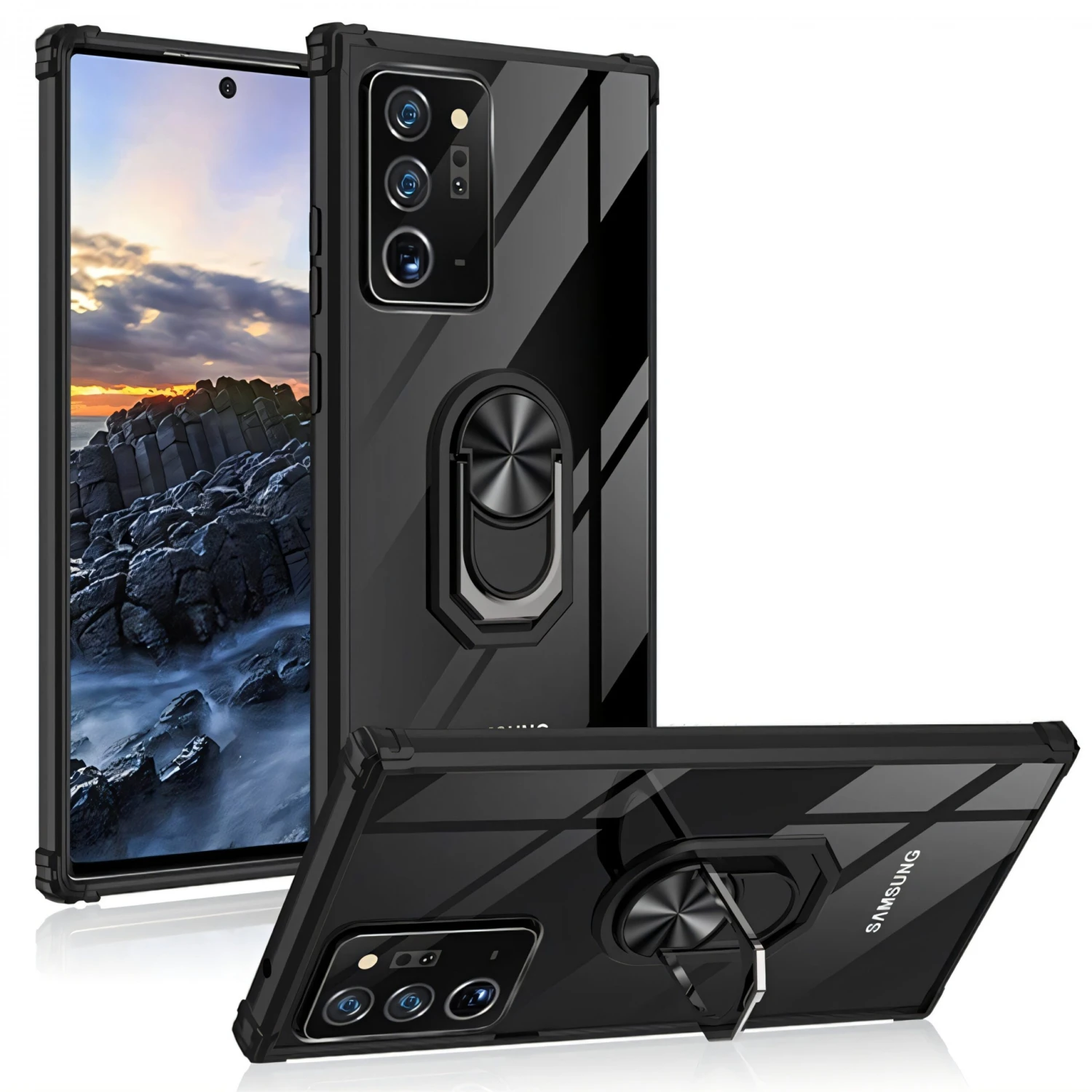 Coque Antichoc Galaxy Note 20 Ultra Hybride Transparent Avec Anneau - Noir 3 Coque Antichoc Galaxy Note 20 Ultra Hybride Transparent Avec Anneau - Noir