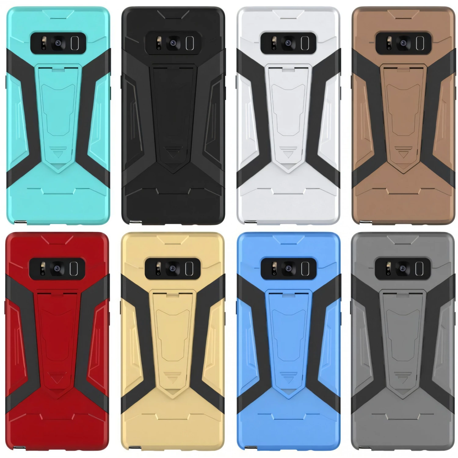 Coque Galaxy Note 8 Silicone Hybrid Antichoc Avec Support Rouge 4 Coque Galaxy Note 8 Silicone Hybrid Antichoc Avec Support Rouge – Image 2