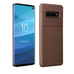 Coque Silicone Samsung Galaxy S10 Triangles Marron