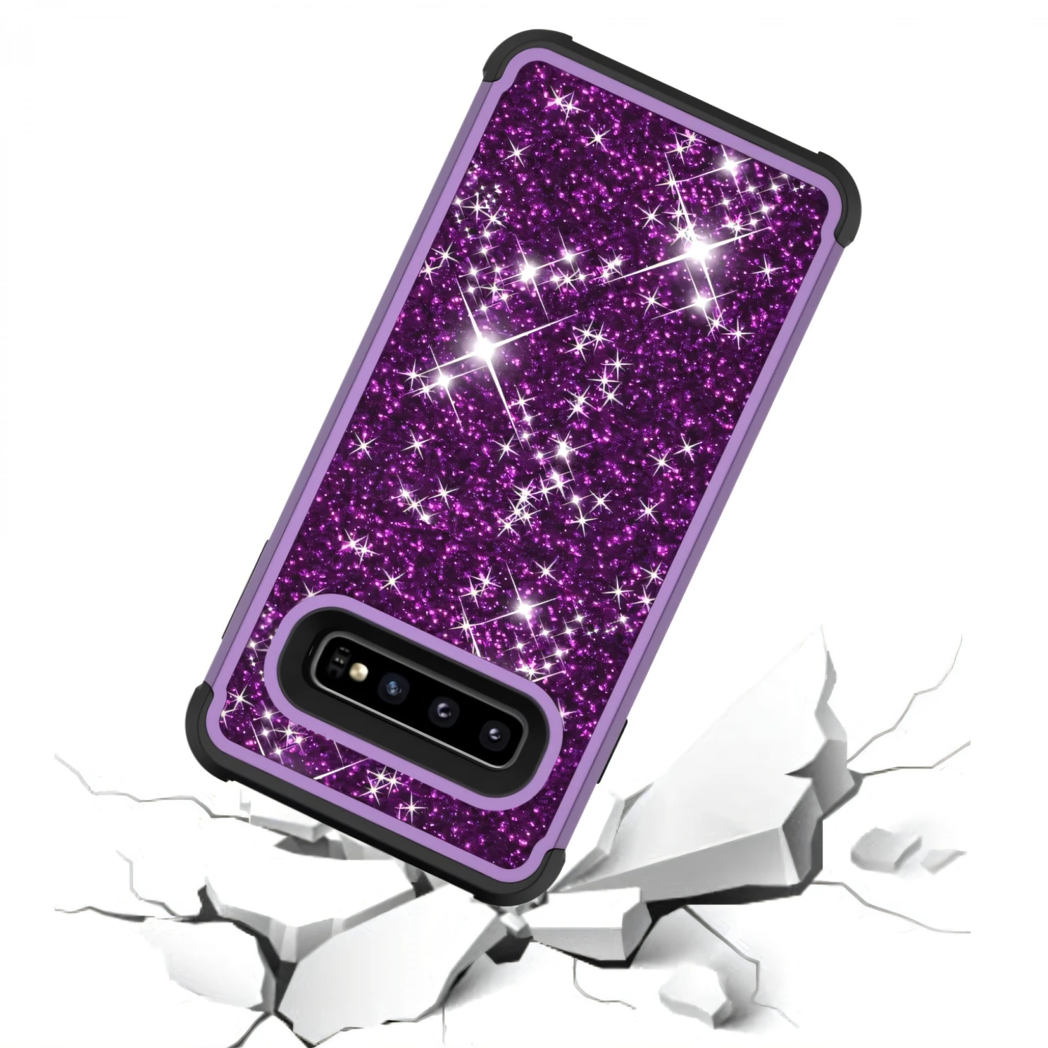 Coque Antichoc Hybride Galaxy S10 - Style Paillettes Violet 5 Coque Antichoc Hybride Galaxy S10 - Style Paillettes Violet – Image 3