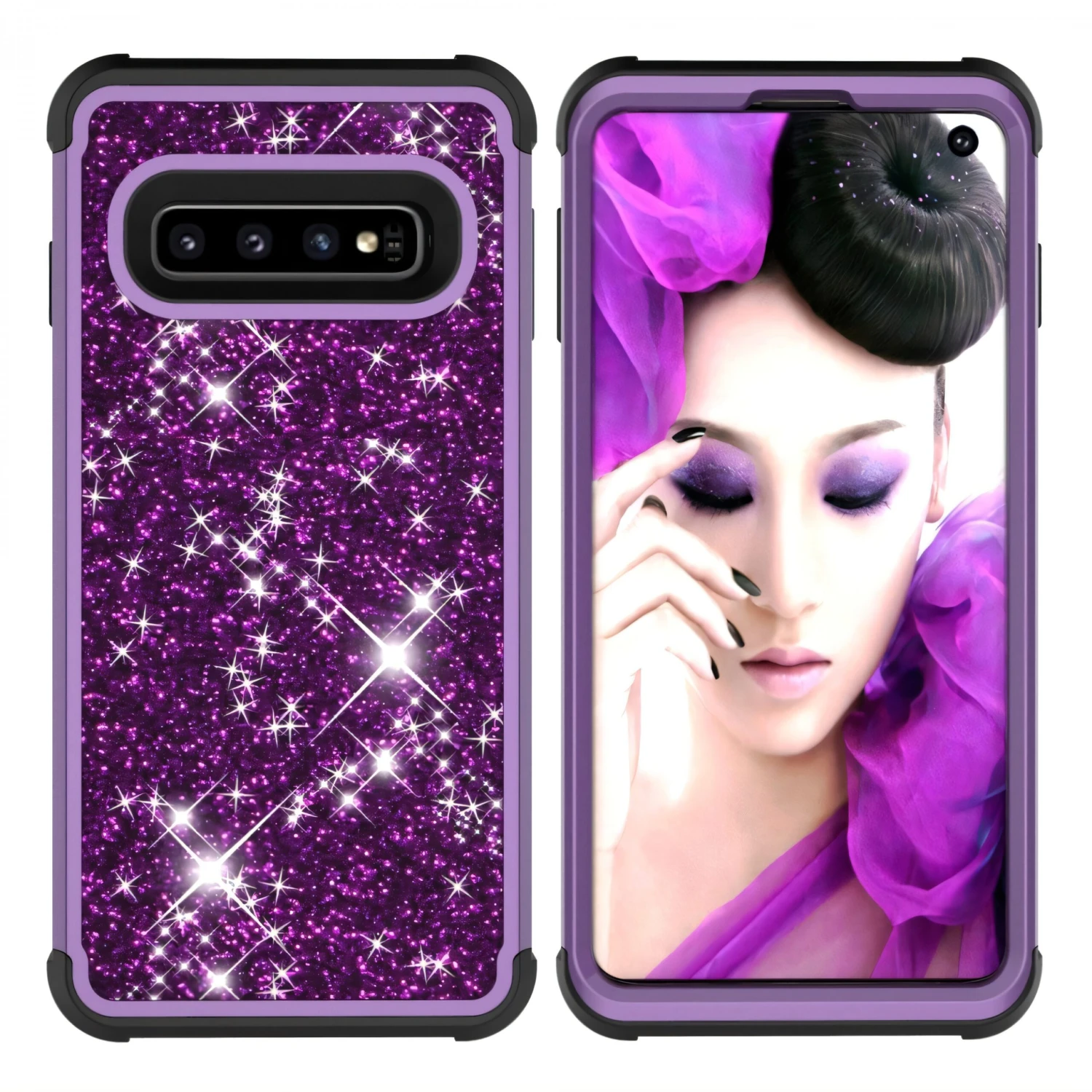 Coque Antichoc Hybride Galaxy S10 - Style Paillettes Violet 8 Coque Antichoc Hybride Galaxy S10 - Style Paillettes Violet – Image 6