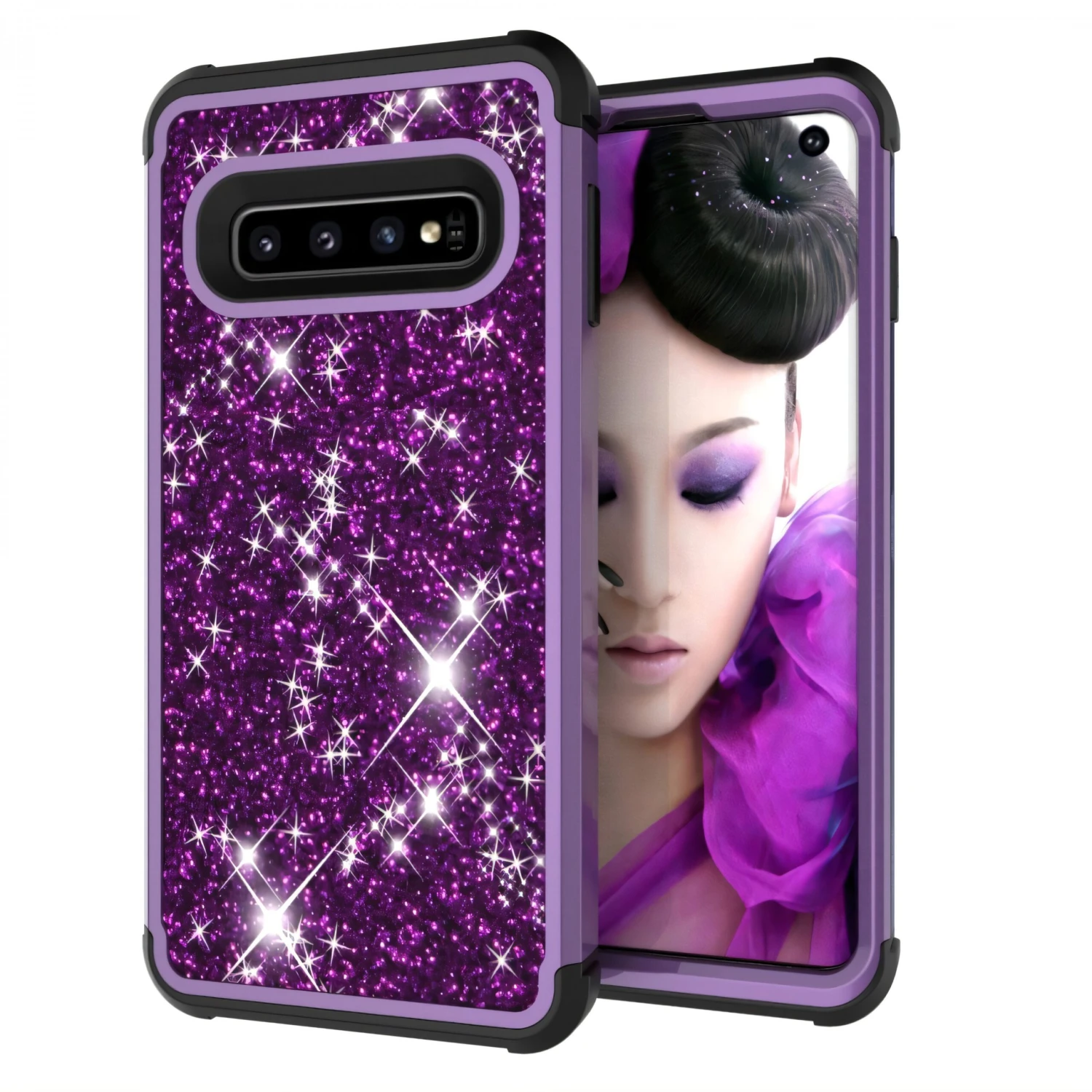 Coque Antichoc Hybride Galaxy S10 - Style Paillettes Violet 9 Coque Antichoc Hybride Galaxy S10 - Style Paillettes Violet – Image 7