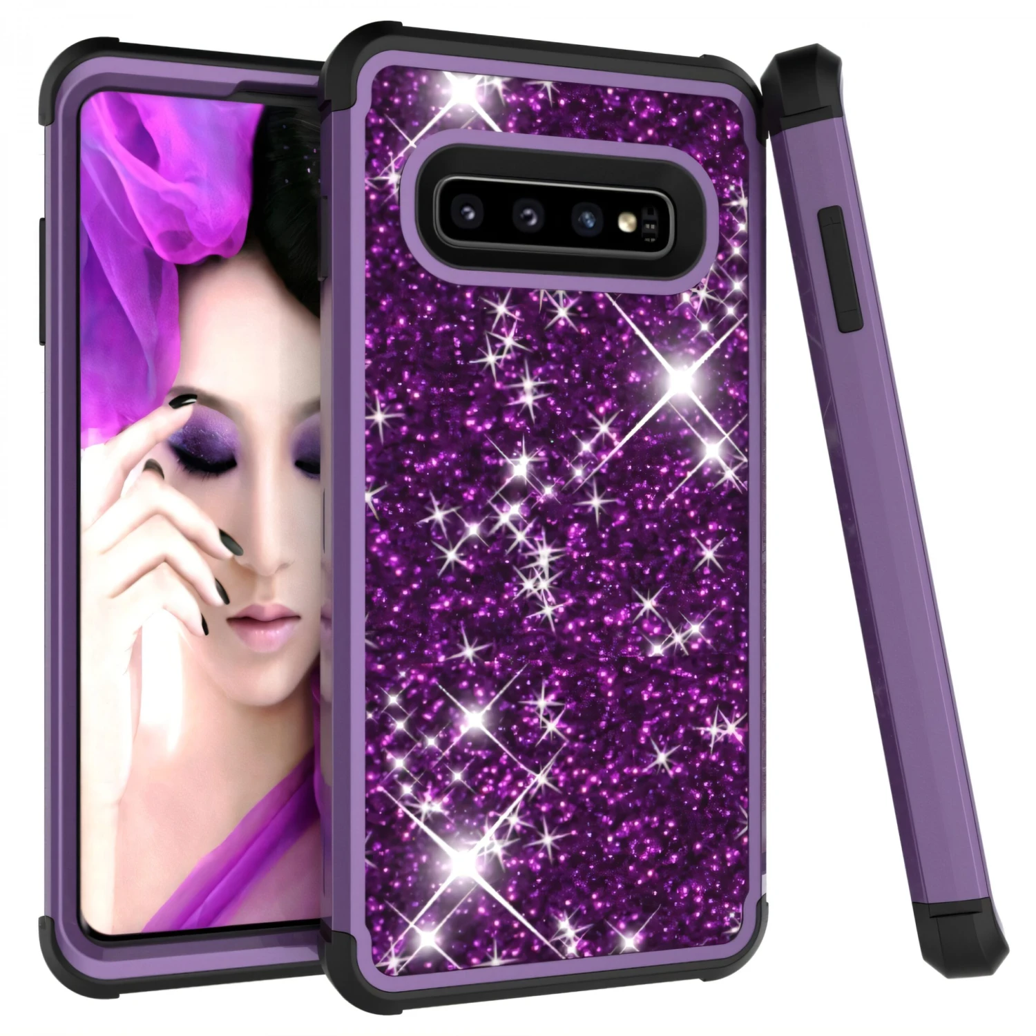 Coque Antichoc Hybride Galaxy S10 - Style Paillettes Violet 3 Coque Antichoc Hybride Galaxy S10 - Style Paillettes Violet