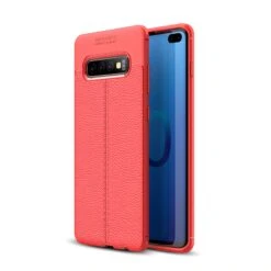 Coque Silicone Galaxy S10 Plus Litchi Skin Rouge