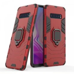 Coque Antichoc Hybride Galaxy S10 Plus Avec Anneau Rouge