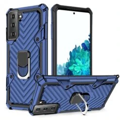 Coque Antichoc Galaxy S21 Metal Hybride Armor Avec Anneau - Bleu Foncé