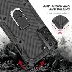 Coque Antichoc Galaxy S21 Plus Metal Hybride Armor Avec Anneau - Noir -All For Phone Magasin coque galaxy s21 plus frac3729 2