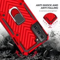 Coque Antichoc Galaxy S21 Plus Metal Hybride Armor Avec Anneau - Rouge -All For Phone Magasin coque galaxy s21 plus frac3730 2