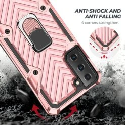 Coque Antichoc Galaxy S21 Plus Metal Hybride Armor Avec Anneau - Rose -All For Phone Magasin coque galaxy s21 plus frac3731 2