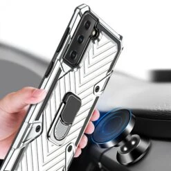 Coque Antichoc Galaxy S21 Plus Metal Hybride Armor Avec Anneau - Argent -All For Phone Magasin coque galaxy s21 plus frac3732 1