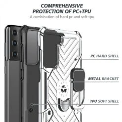Coque Antichoc Galaxy S21 Plus Metal Hybride Armor Avec Anneau - Argent -All For Phone Magasin coque galaxy s21 plus frac3732 3