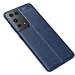 Coque Silicone Galaxy S21 Ultra Avec Effet Cuir - Bleu Foncé -All For Phone Magasin coque galaxy s21 ultra frac3708 1