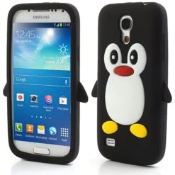 Coque Silicone Galaxy S4 Mini Pingouin Noir