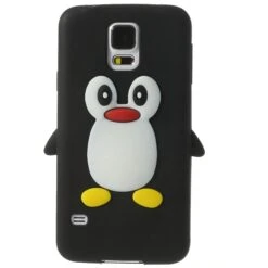 Coque Silicone Galaxy S5 Pingouin Noir