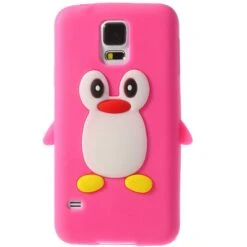 Coque Silicone Galaxy S5 Pingouin Fushia