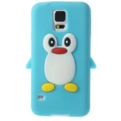 Coque Silicone Galaxy S5 Pingouin Bleu