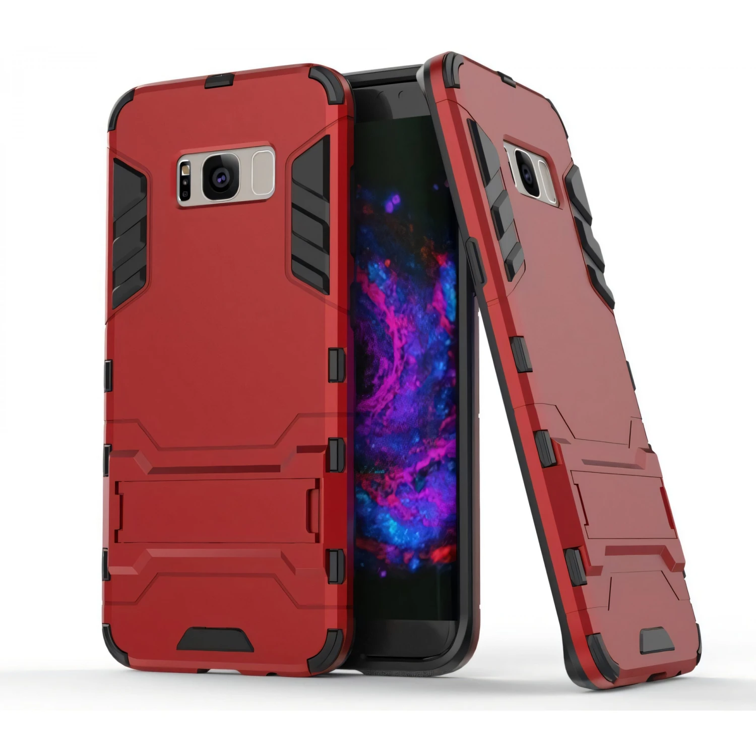 Coque Galaxy S8 Plus Anti-choc Hybrid Avec Support Rouge 3 Coque Galaxy S8 Plus Anti-choc Hybrid Avec Support Rouge
