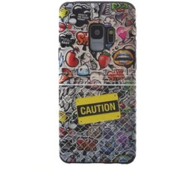 Coque Galaxy S9 Silicone Antichoc Caution Noir