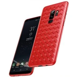 Coque Samsung Galaxy S9 Plus Silicone Tissé Baseus Rouge