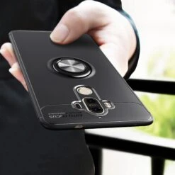 Coque Silicone Huawei Mate 9 Avec Anneau En Metal Noir -All For Phone Magasin coque huawei mate 9 frac2956 8