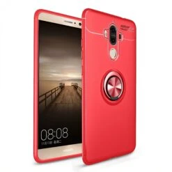 Coque Silicone Huawei Mate 9 Avec Anneau En Metal Rouge