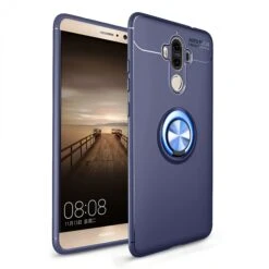 Coque Silicone Huawei Mate 9 Avec Anneau En Metal Bleu