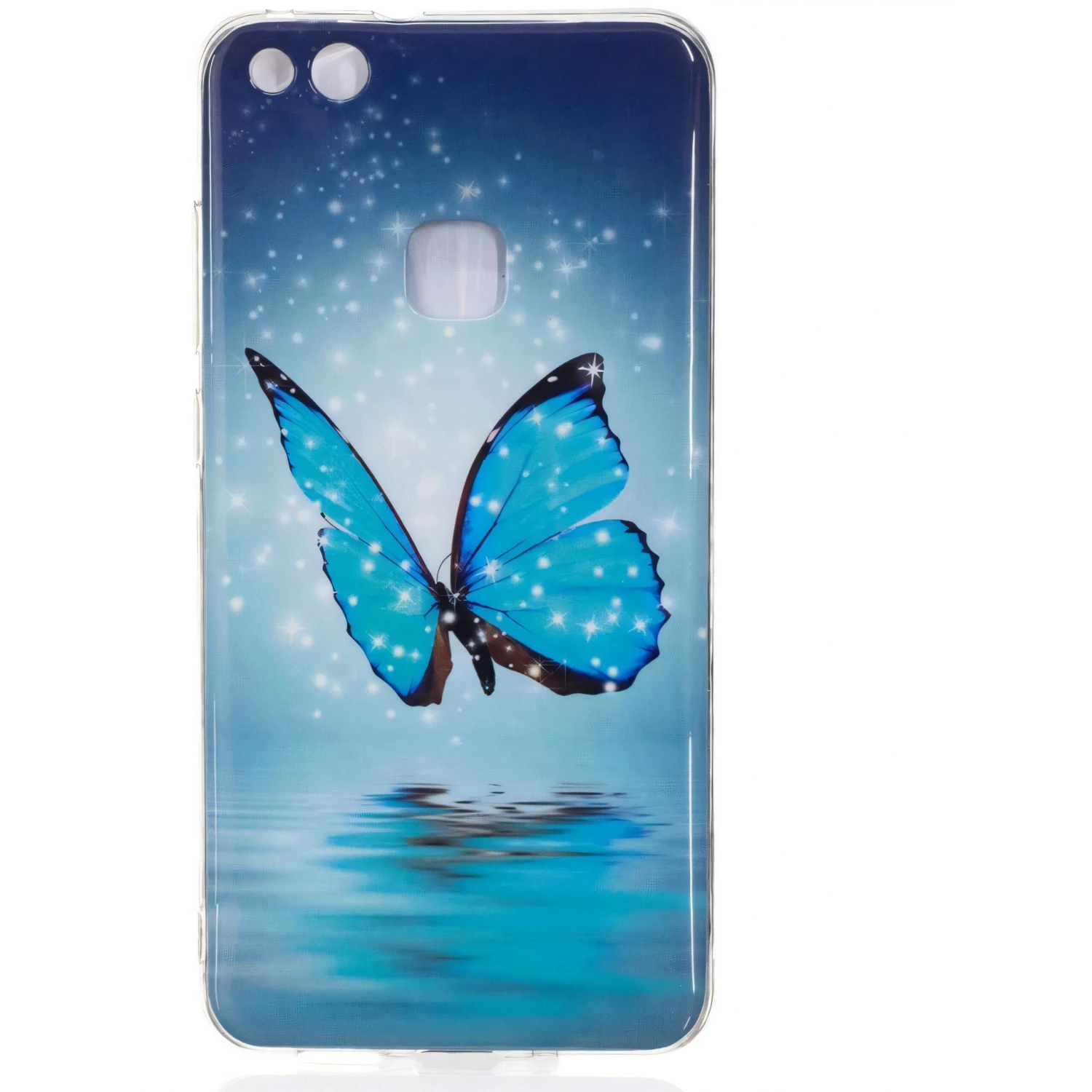 Coque Huawei P10 Lite Silicone Phospho Papillion Bleu 4 Coque Huawei P10 Lite Silicone Phospho Papillion Bleu – Image 2