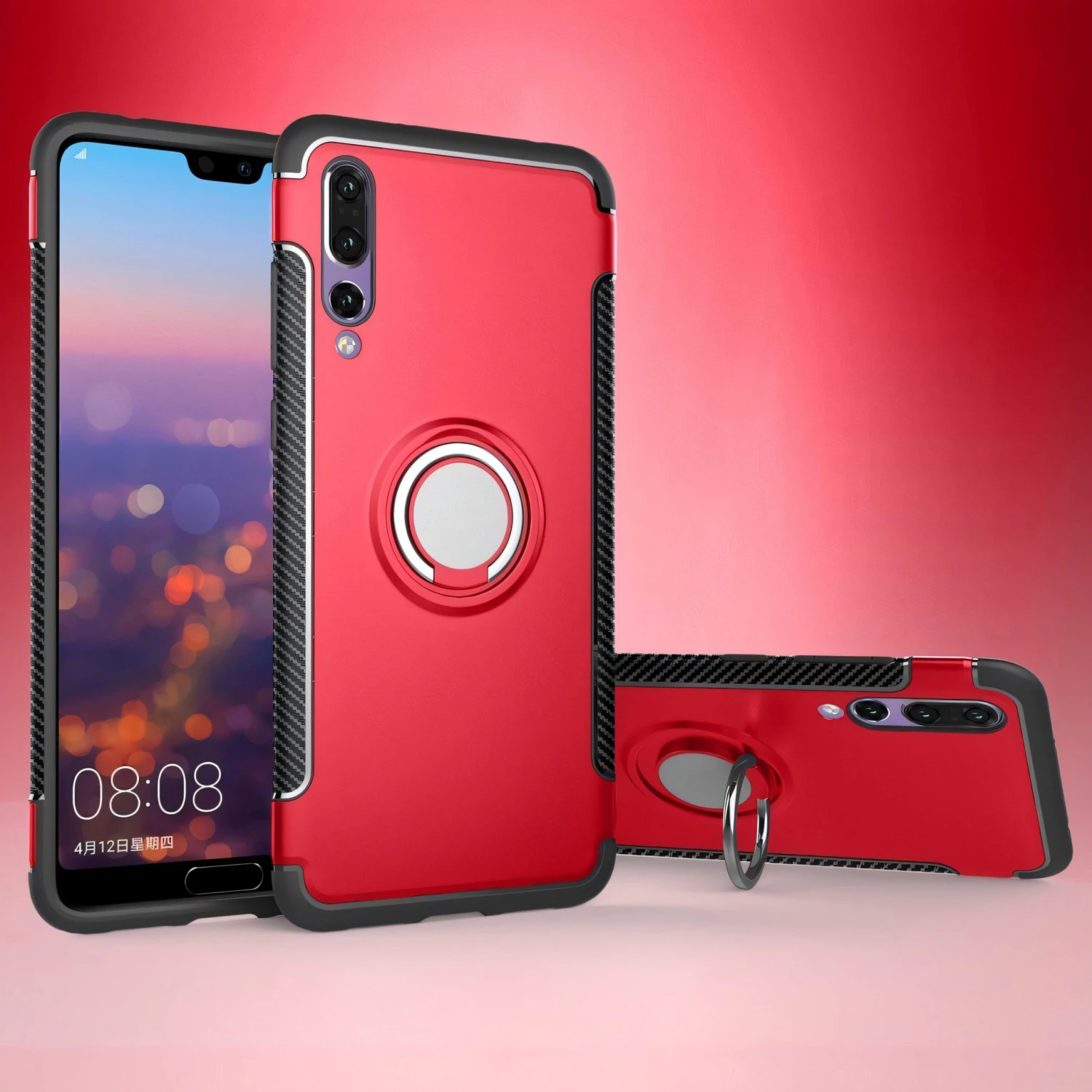 Coque Antichoc Huawei P20 Pro Style Fibre De Carbone Rouge 3 Coque Antichoc Huawei P20 Pro Style Fibre De Carbone Rouge