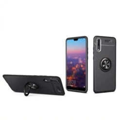 Coque Silicone Huawei P20 Pro Avec Anneau En Metal Noir -All For Phone Magasin coque huawei p20 pro frac2959 7